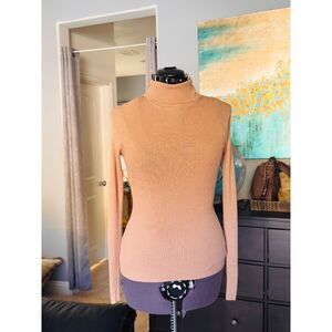 Express ribbed mock neck sweater in a neutral camel color. XS CasualMinimalist